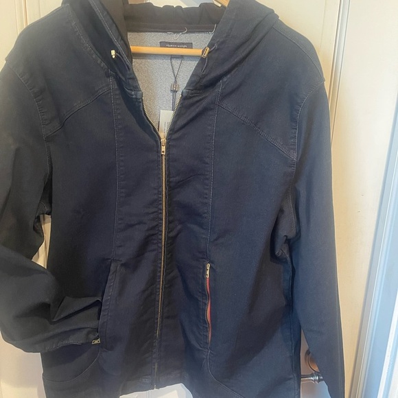 Tommy Hilfiger Women’s XL Navy Denim Hooded Jacket - Picture 1 of 3
